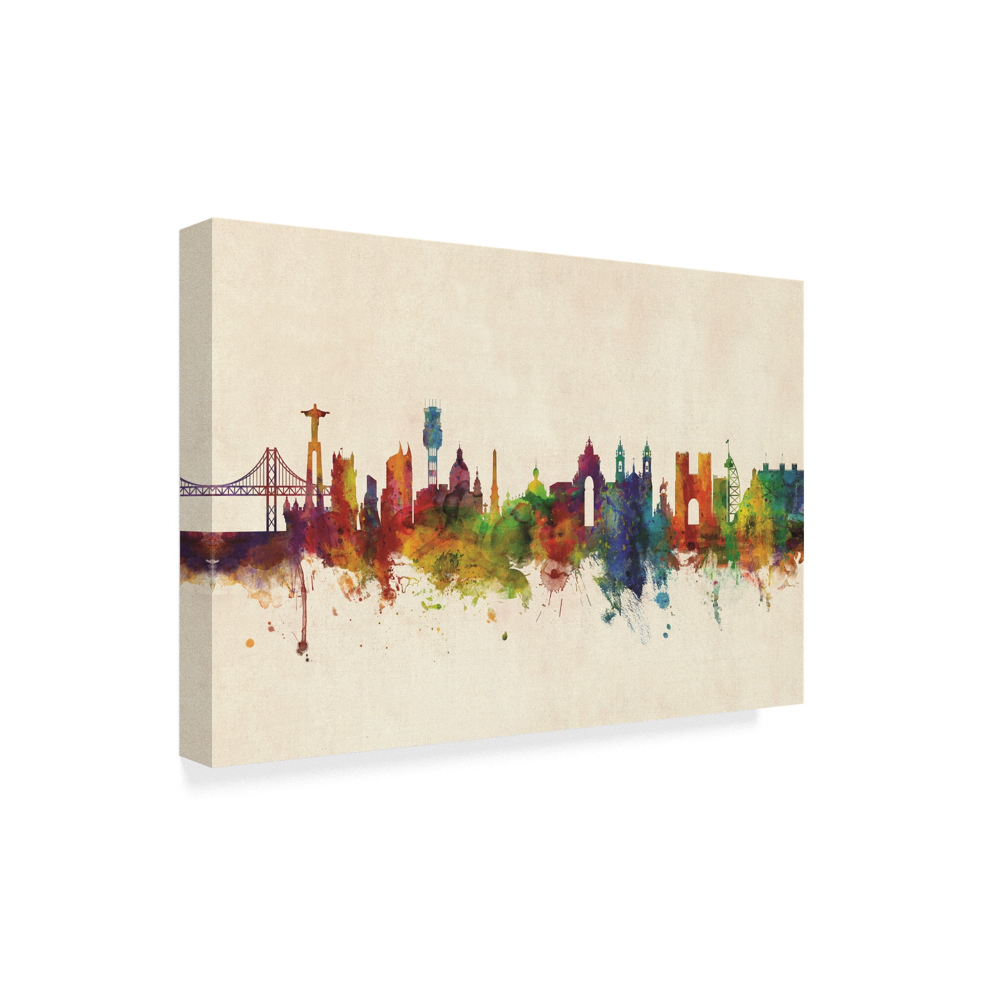 Trademark Fine Art 'Lisbon Portugal Skyline' Canvas Art by Michael Tompsett