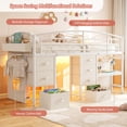 thumbnail image 4 of Hijob Low Loft Bed Twin Size with 7 Storage Drawers, Desk, LED Lights & Cozy Privacy Curtain – Sturdy Metal Frame, 13.8" Safety Guardrail, White, 4 of 9