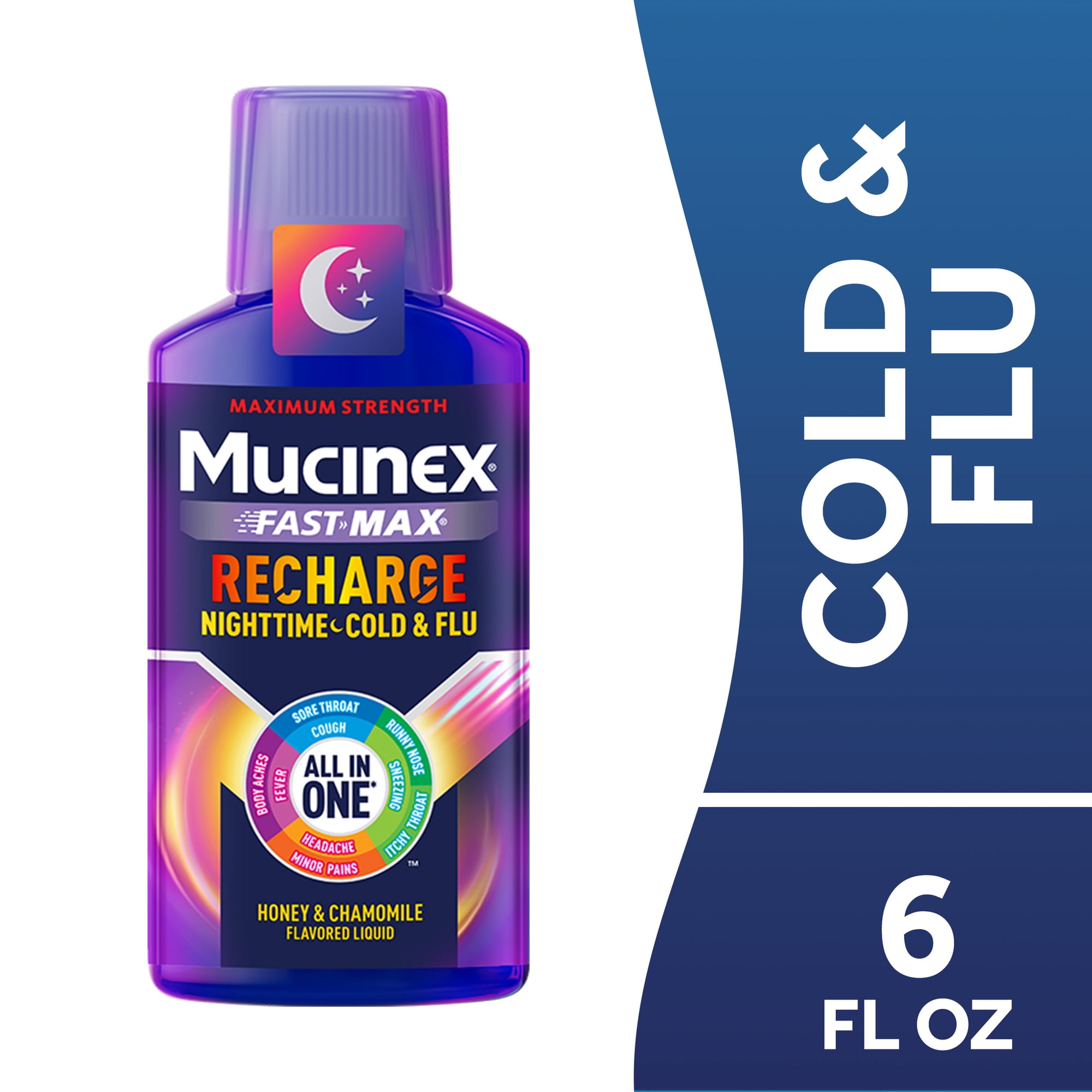 Mucinex Fast Max Recharge Honey & Chamomile Nighttime Cold & Flu Liquid 6oz