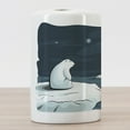 thumbnail image 3 of Winter Ceramic Toothbrush Holder, Cartoon Style Hand Drawn Polar Bear in the Arctic Staring at the Moon Image Print, Decorative Versatile Countertop for Bathroom, 4.5" X 2.7", Blue White, 3 of 4