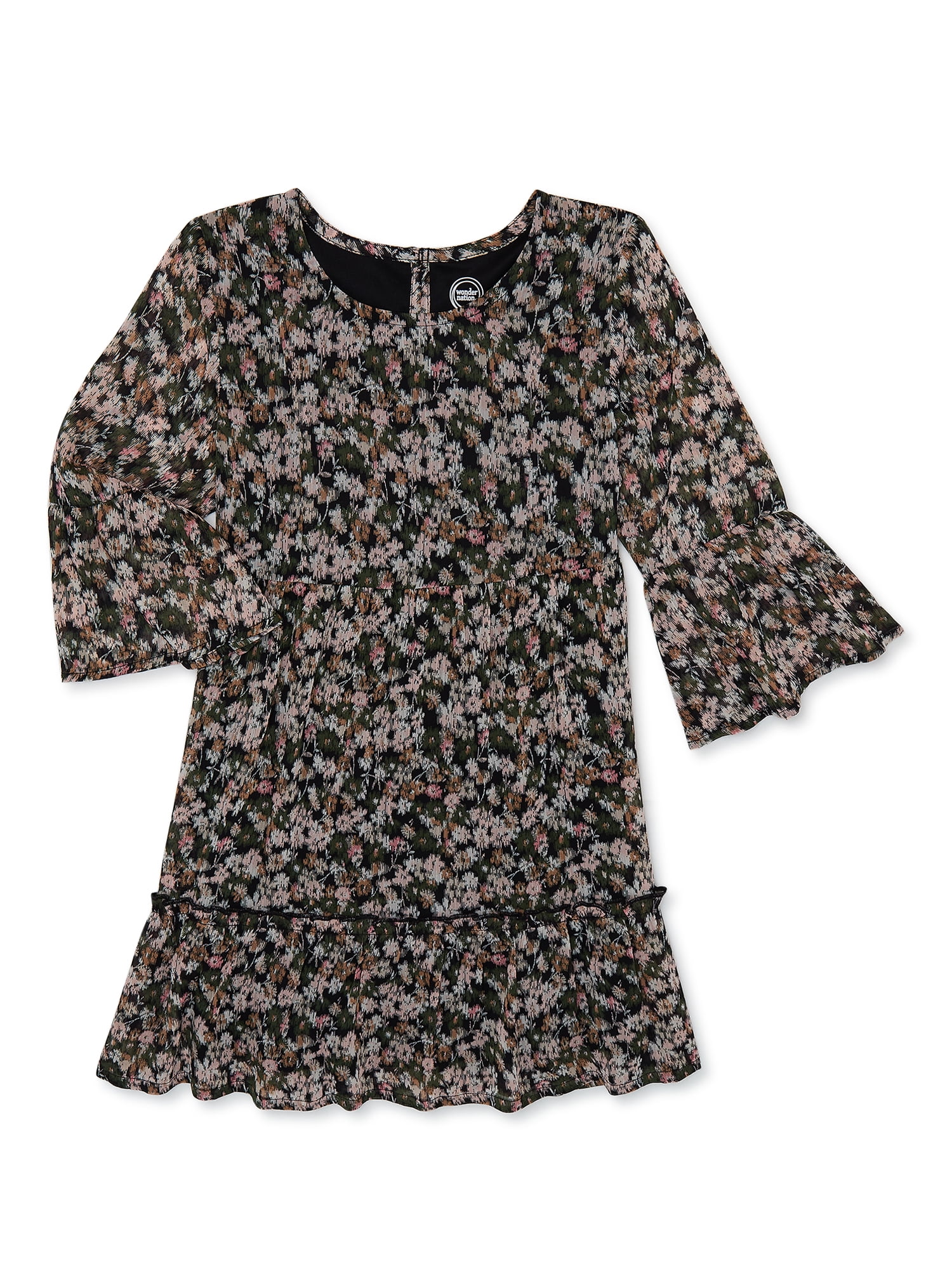 Wonder Nation Girls Floral Chiffon Mini Dress, Sizes 4-18 & Plus ...