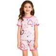 thumbnail image 4 of Pajama Set for Girls Valentines Day Pjs Short Sleeve Heart Print Crewneck Sleep Top Girls 7-8 Years Pajamas, 4 of 9