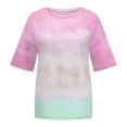 thumbnail image 5 of QUNYINEY Pullover Women's Tops Casual Crew Neck Short Sleeve Gradient Tops Loose Womens Tops, 5 of 6