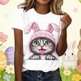 thumbnail image 2 of Levmjia Womens T Shirt Casual Short Sleeve Easter Printed Round Neck Loose Fit Printed Top Summer Polyester Comfortable Fashion Tee, 2 of 5
