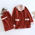thumbnail image 2 of Giftesty Womens Two Piece Homewear Outfits Women's Winter Cute Coral Plush Home Doll Collar Plush Set Sleepwear Set, 2 of 5
