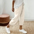 thumbnail image 5 of Axiiglly Cotton Linen Capri Pants for Women Drawstring Elastic Waist Relaxed Fit Summer Holiday Travel Lounge Capris, S-3XL, 5 of 9
