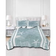 thumbnail image 3 of Blue Coastal Queen Size Down Alternative Comforter, Lightweight Comforter Quilt Bedding Set with Pillow Shams Nautical Beach Summer Sea Starfish Coral All Seasons Bed Comforter Duvet Insert 90"x96", 3 of 7