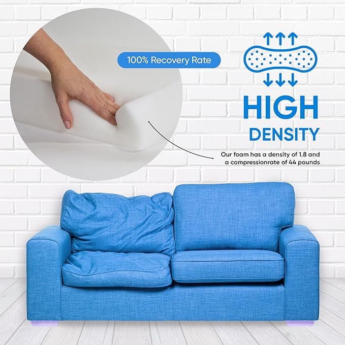 Couch Cushions Seat High Density Foam Pads 2Hx24Wx48L Inches 44ILD