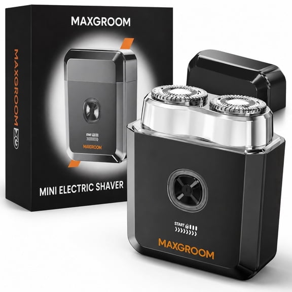 MAXGROOM Electric Foil Shaver for Men, Dual-Ring Floating Blades, 9000RPM High-Speed Motor, IPX6 Waterproof Wet & Dry Razor, USB Rechargeable Portable Electric Shaver with 60-Min Runtime, Black