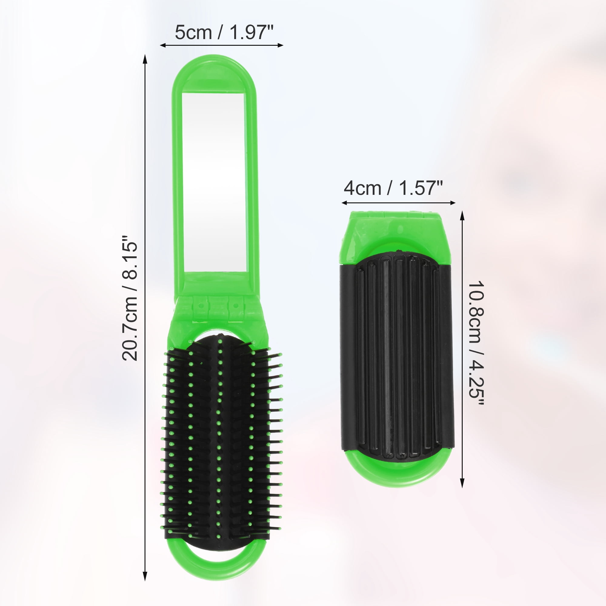 Unique Bargains 1Pc Portable Foldable Mirror Comb Green