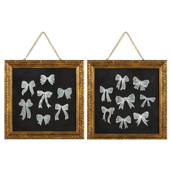 My Texas House White Bows On Black Framed Art 2pc Set 12x12
