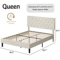 thumbnail image 6 of 4 EVER WINNER Queen Size Upholstered Platform Bed Frame with Headboard, Cream, 6 of 7
