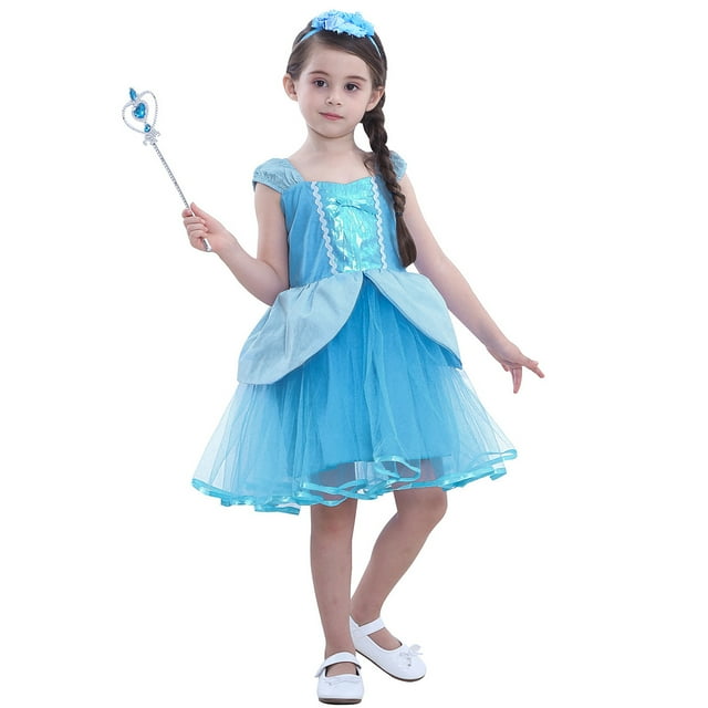Robe Cendrillon pour Petite Fille, Costume de Princesse, Fête d'Anniversaire, Cosplay, Déguisement d'Halloween, Tenue Tutu