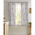 thumbnail image 4 of Black Grey Branches Sheer Curtains 45 Inch Length 2 Panels Set for Living Room/Bedroom, Vintage Art Farmhouse Kitchen Curtains Grommet Semi-Sheer Curtains Drapes Voile Window Treatments 42"x45"x2, 4 of 7