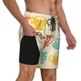 thumbnail image 2 of Yiaed Vintage Cup Print Mens Swim Trunks Bathing Suit Compression Liner Beach Swim Shorts Swimwear Quick Dry Zipper Pocket No-Chafing Board Short-, 2 of 6