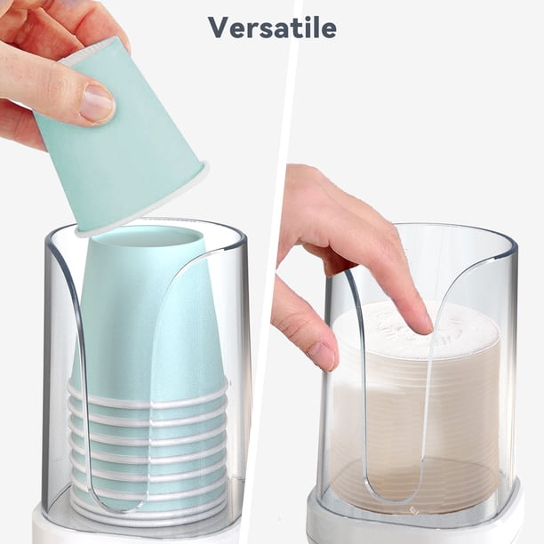 WhiteRhino 2 packs Plastic 3 oz Disposable Paper Cup Holder, Bathroom Cup Holder Dispenser for Vanity Countertop