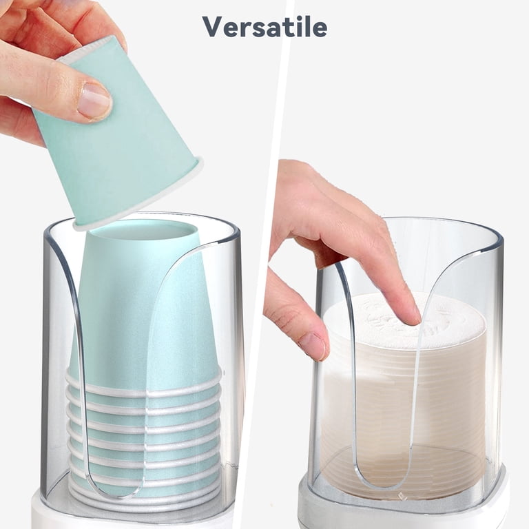 WhiteRhino 2 packs Plastic 3 oz Disposable Paper Cup Holder, Bathroom Cup Holder Dispenser for Vanity Countertop