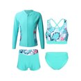 thumbnail image 1 of dPois Kids Girls 4pcs Sun Protection Rash Guard Swimsuits Summer Beach Water Play Surf Bathing Suit Light Green 6, 1 of 7