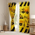 thumbnail image 3 of Homewish Equipment Truck Black Out Curtains,Construction Vehicles Excavator Curtains Pack of 2 (42x63 Each),Yellow Black Bedroom Curtains For Boys,Breathable Home Decor, 3 of 6