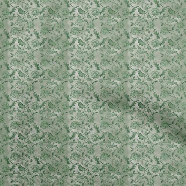 oneOone Soie Tabby Tissu Vert Jacobée Robe Florale Tissu Tissu Imprimé par la Cour 42 Pouces de Large