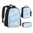thumbnail image 2 of Naloa Light Blue Marble Print Large Capacity Backpack Lunch Bag Pencil Case Combination 3 Piece Set for Student, 2 of 8