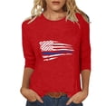 thumbnail image 2 of Dazajoo Independence Day 3/4 Sleeve Tops for Women 2024 Summer Casual Crew Neck Shirts Womens 4th of July American Flag Patriotic Tunic Sales Today,Red,L, 2 of 6