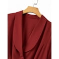 thumbnail image 4 of Plus Size Womens Burgundy A-Line Dress With Shawl Collar And Short Sleeves For Formal Or Office Wear, 4 of 7