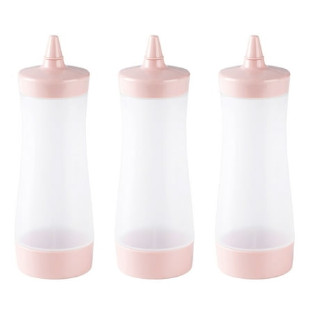 

Squeeze Bottle 3PCS Plastic Squeeze Condiment Bottles Squirt Sauce Dispensers BBQ Accessories for Ketchup Mustard Jam (Pink)