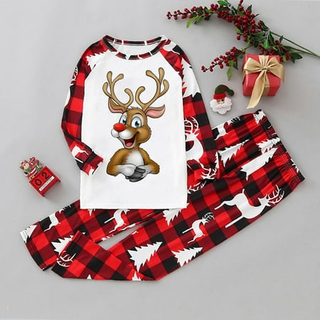 

Christmas Kinds Matching Family Pajamas Sets Christmas PJ s With Print And Plaid Printed Long Sleeve Tee And Bottom Loungewear