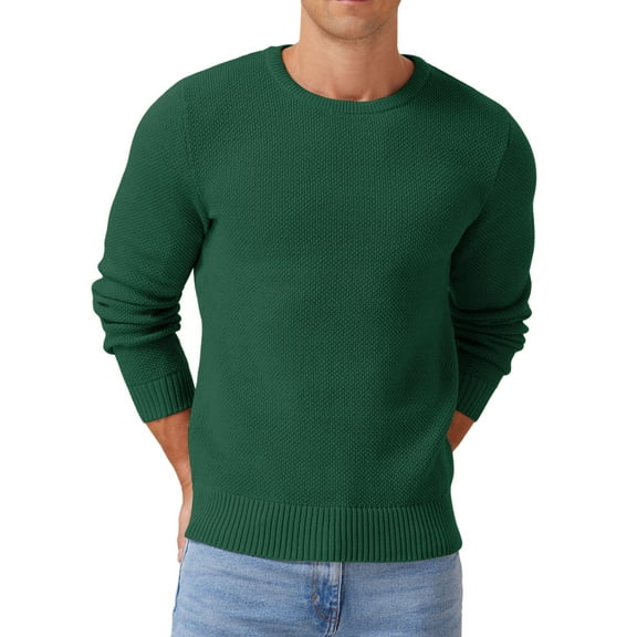 Iceglad Mens Pullover Sweater Soft Lightweight Casual Classic Crewneck Knitwear Sweaters with Ribbing Edge