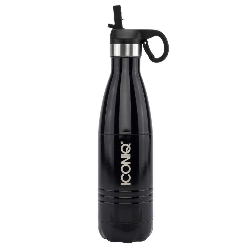 ICONIQ Stainless Steel Vacuum Insulated Water Bottle Includes Bonus Pop Up Straw Cap 17 Ounce 