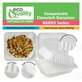 thumbnail image 4 of Compostable Square Hinged Clamshell Take Out Food Containers 8x8 - Heavy Duty Quality Disposable to go Containers, Single Compartment Eco-Friendly , Bagasse Fiber Containers with Lids (25), 4 of 8