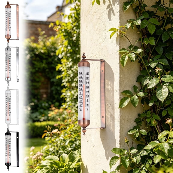 Outdoor Thermometer Waterproof, Battery Free, Analog, Adjustable Angle, Wall Mount Decorative for Patio, Garden, Home