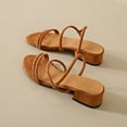 thumbnail image 6 of Jacenvly 2024 New Medium Heel Strap Sandals for Women Summer New Thick Heel Two-Wear Sandals for Women Brown Sandals for Women, 6 of 6