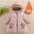 thumbnail image 2 of LRen Girls Down Jacket Winter Warm Hooded Coat With Sequined Gloves Stylish Outerwear For Toddler And Kids,RD2,18-24 Months, 2 of 8
