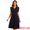 Dark Blue, variant on DARING DIVA V-Neck Short Sleeve Belted A-Line Pleated Dress S Black