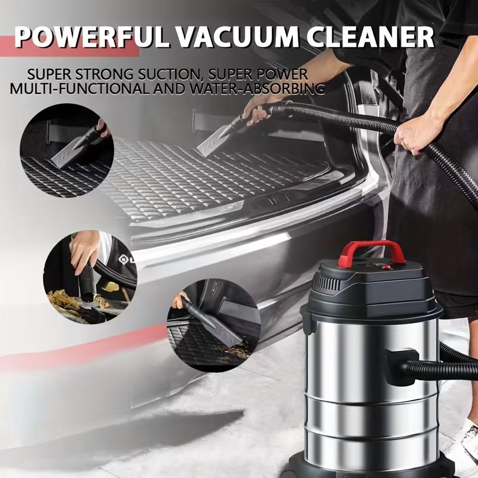 V18000PA Commercial Vacuum Cleaner 2Peak Horsepower Suction Lightweight 3-in-1 Wet Dry Vacuum Cleaner with Hair Dryer for Cleaning Cars, Boats, Pet Hair, Hard Floors