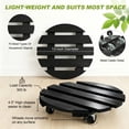 thumbnail image 7 of MATSKY 13" Round Wooden Plant Caddy with Wheels, 2-Pack Heavy Duty Rolling Plant Stand, 300 lbs Capacity, Black, 7 of 7