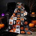 thumbnail image 4 of QISIWOLE Halloween Grid Pumpkin Cat Bat Ghost Crescent Moon Blanket, 40x27in Blanket for Couch Sofa Bed Camping, Ideal Gift for Kids Adults, 4 of 6