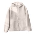 thumbnail image 4 of Uootdi Fuzzy Fleece Jackets for Women Stand Collar Full Zip Hooded Long Sleeve Coats Plus Size Fall Tops for Women with Front Pocket, 4 of 9