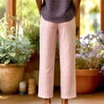 thumbnail image 4 of WULMLEO Womens Linen Pants Elastic Waist Straight Leg Petite Beach Pant Summer Lightweight Casual Lounge Trousers Pink XL, 4 of 4