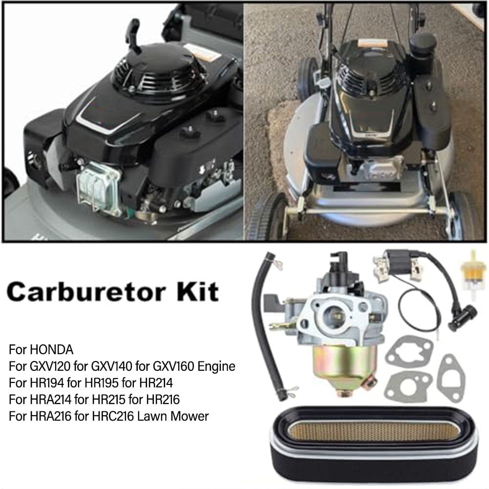 Honda Carburetor Kit for GXV160 GXV120 GXV140 Engines - Lawn Mower Parts Replacement Set with Air Filter, Ignition Coil, Fuel Pipe, Filter, Gaskets - Easy Installation
