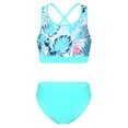 thumbnail image 3 of iEFiEL Girls Printed Swimsuit Long Sleeve Swim Tops with Strappy Back Crop Top Briefs Bathing Swimming Set Zipper Lake Green 10, 3 of 7