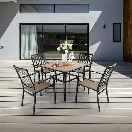 Mf Studio 5pcs Outdoor Dining Sets, Metal Outdoor Patio Furniture