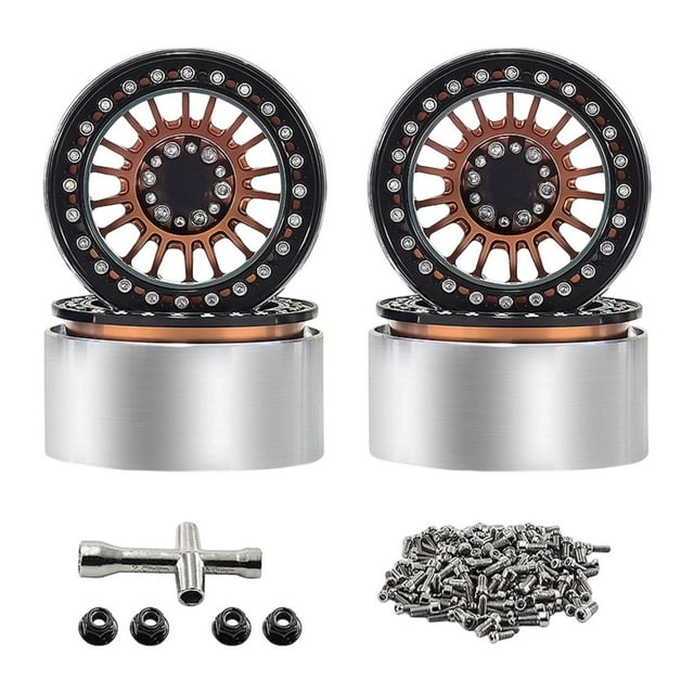 TISHITA 4 Pcs Jantes de Roue de Crawler RC 1/10 Pcs de Rechange Alliage d'Aluminium pour SCX10 H8H Bronze