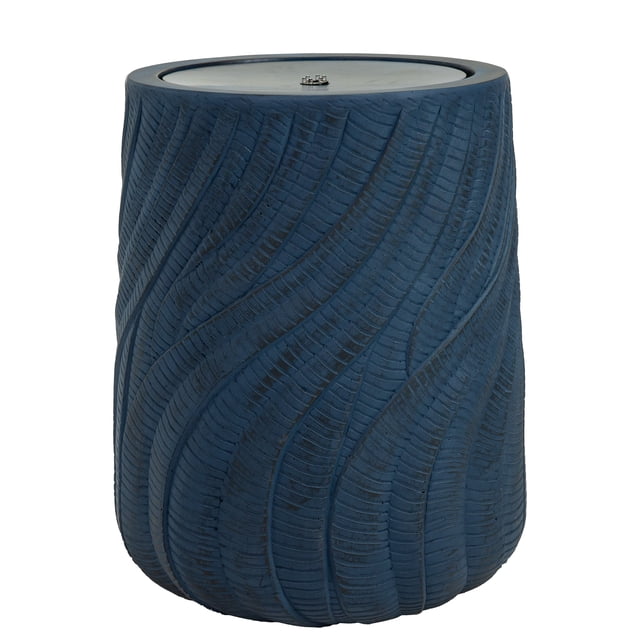 Sunnydaze Indoor/Outdoor Textured Spiral Polystone Bubble Fountain with LED - Blue