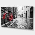 thumbnail image 2 of Designart 'Retro Vintage Red Bike ' Cityscape Photo Canvas Art Print, 2 of 3