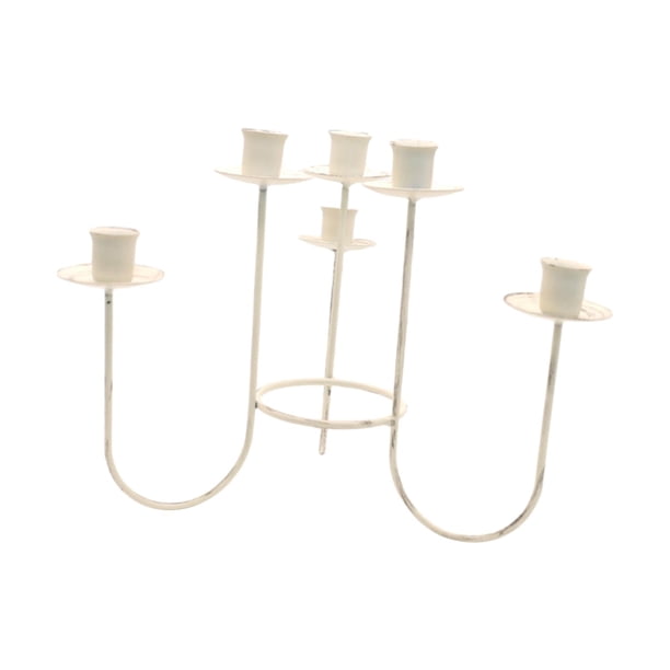 Canabro Canabro de Metal Elegante Soporte para Velas Canabro para Mesa de Boda Decoración hogar Regalo de inauguración Blanco desgastado L