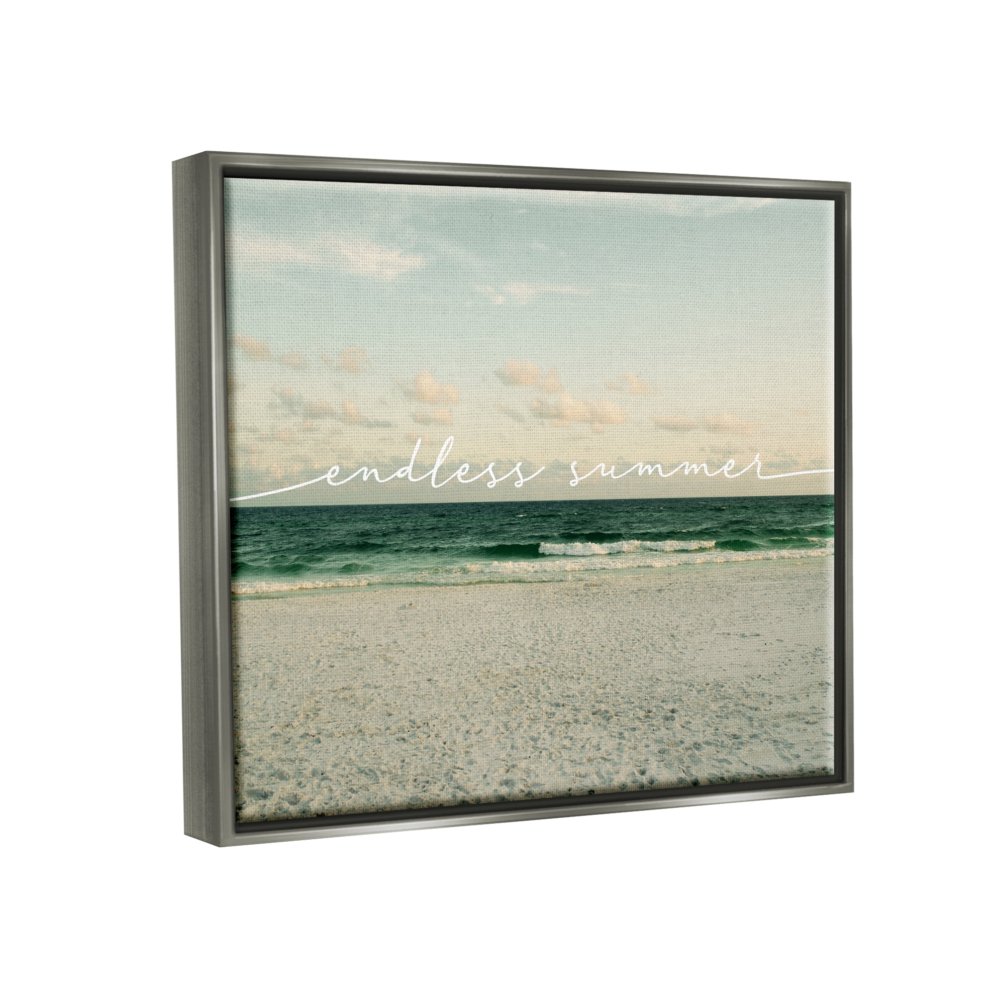 Stupell Endless Summer Beach Coast Waves Landscape Painting Gray Floater Framed Art Print Wall Art