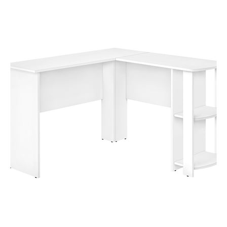 Computer Desk, Home Office, Corner, Storage Shelves, 48"l, L Shape, Work, Laptop, White Laminate, Contemporary, Modern